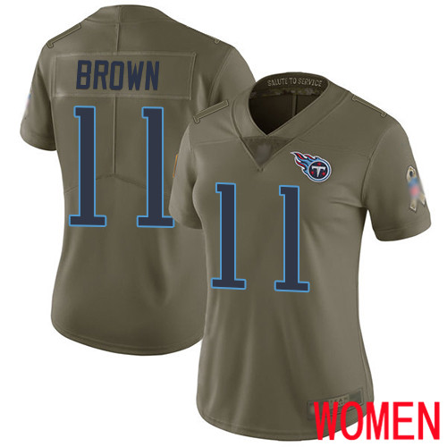 Tennessee Titans Limited Olive Women A.J. Brown Jersey NFL Football #11 2017 Salute to Service